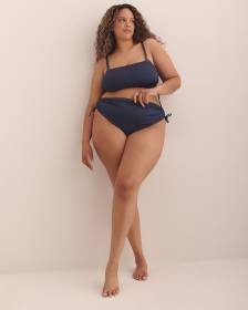 Dark Blue Luna High-Waisted Drawstring Swim Brief - Nana The Brand