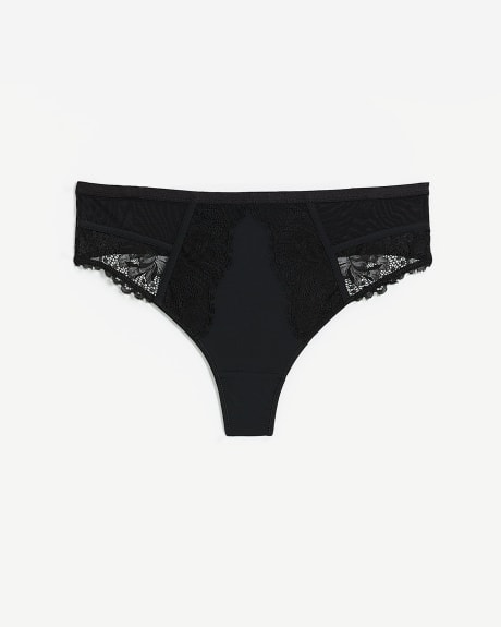 Sexy Satin Thong with Lace - Déesse Collection