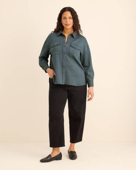 Buttoned-Down Stretch Knit Shirt