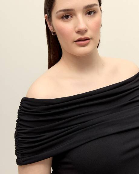 Off-Shoulder Top with Shirring - Addition Elle