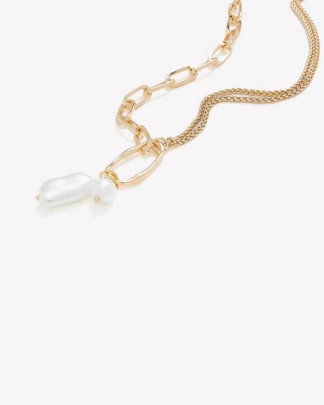 Short Mix Chain Necklace with Pearl