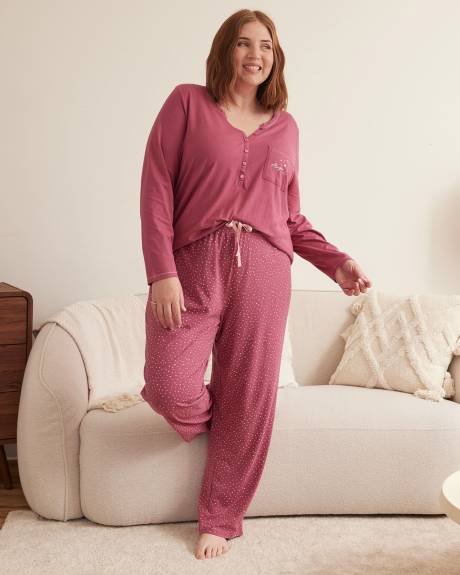 Printed Straight-Leg Knit Pyjama Pant - ti Voglio
