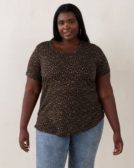 Printed U-Neck Boyfriend Loose Tee