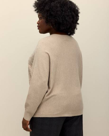 Pull en tricot à mailles torsadées avec manches longues dolman, tissu responsable