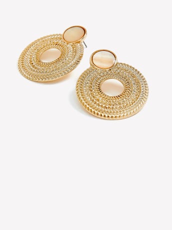 Statement Textured Round Drop Earrings