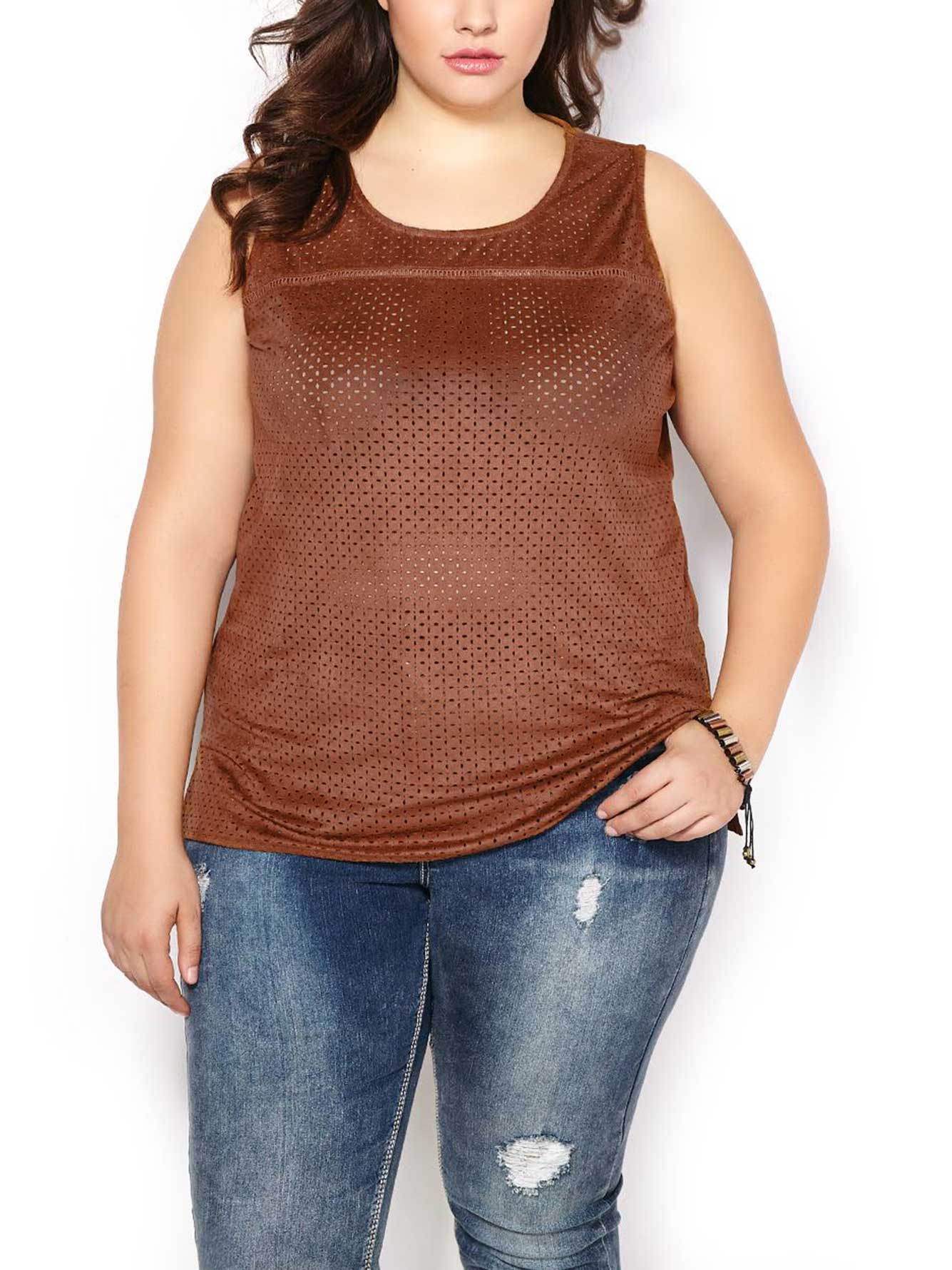 Sleeveless FauxSuede Top with Cut Out Detail Penningtons