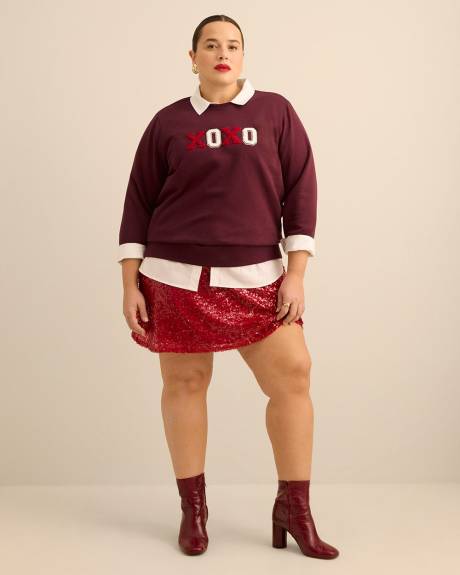 Pull en tricot molletonn&eacute; &agrave; col rond