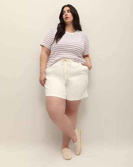 Striped Curvy-Fit Rib Tee - PENN. Essentials
