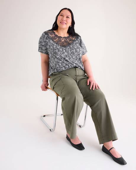 Knit Top with Crochet Lace Insert