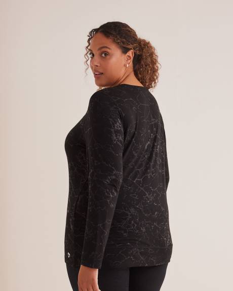 T-shirt imprimé à manches longues avec encolure ronde, tissu imprimé - Active Zone