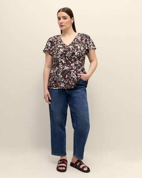 Flutter Sleeve Blouse with Front Pleats - Addition Elle