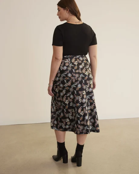 Satin Printed Midi Skirt