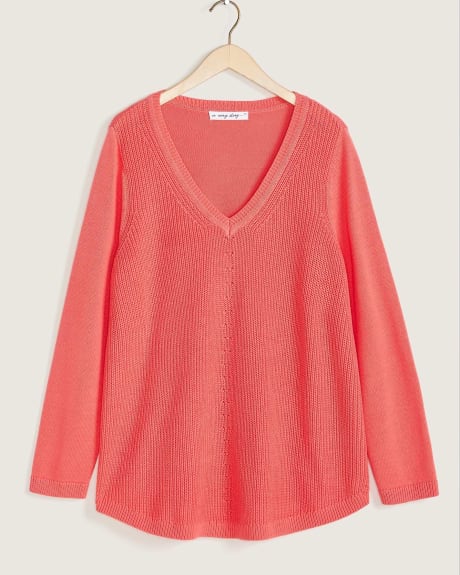 V-Neck Sweater With Pointelle - In Every Story