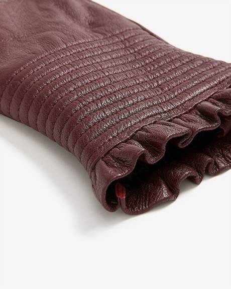 Gants en cuir avec ourlet à mini volants