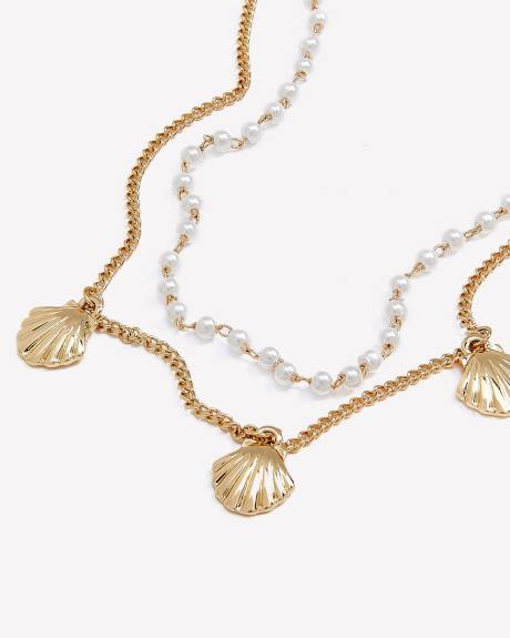 Pearl and Shell Anklets, Set of 2
