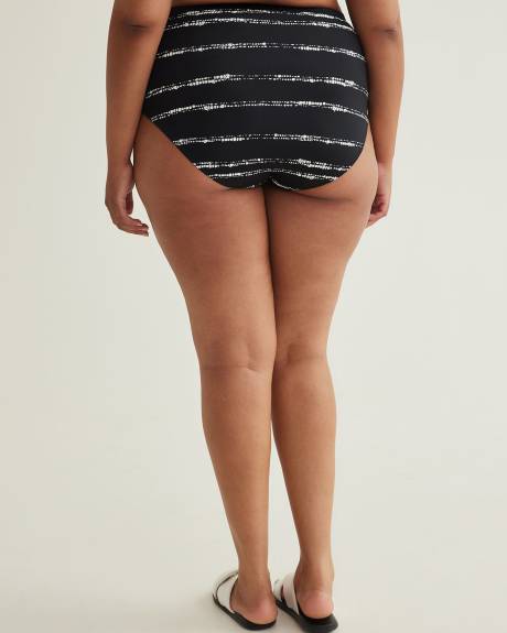 Culotte de maillot de bain noire taille haute avec rayures pointillées
