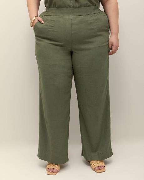 Linen Blend Wide Leg Pant