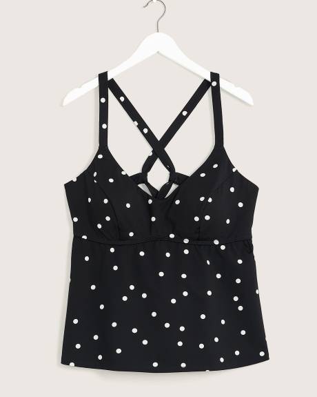 Dotted Empire-Cut A-Line Tankini Top