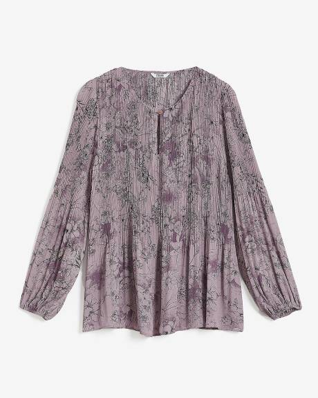 Responsible, Printed Pleated Swing Blouse