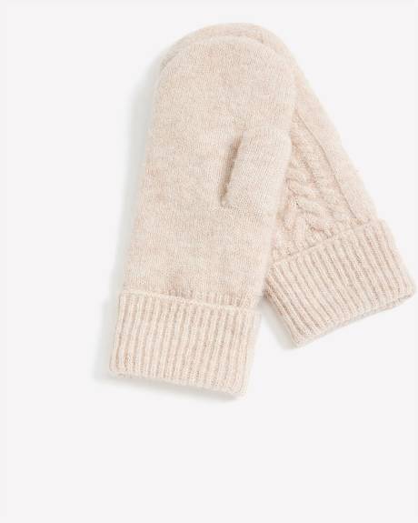 Mitaines en mailles torsadées doublées en molleton Mitaines en mailles torsadées doublées en molleton