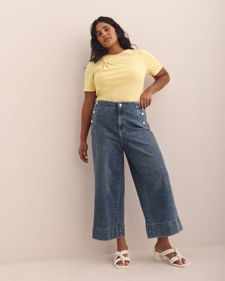 High-Waisted Ultra Wide-Leg Cropped Sailor Jeans - Addition Elle