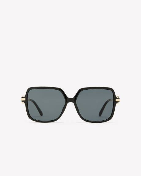 Black Oversized Square Sunglasses with Golden Branches