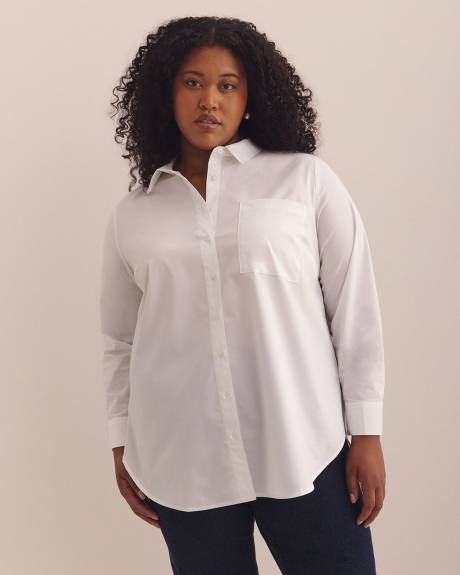 White Cotton Poplin Tunic Shirt