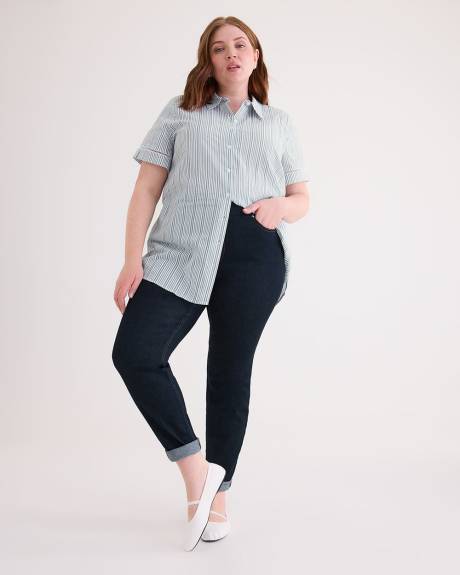 Embroidered Cotton Tunic Blouse with Decorative Trims