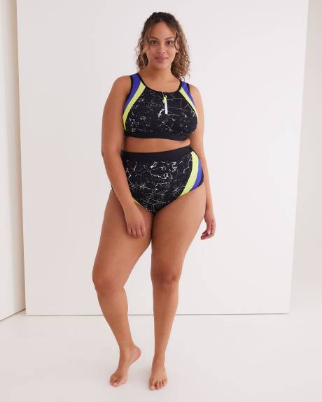 Culotte de maillot taille haute à panneaux contrastants - Active Zone