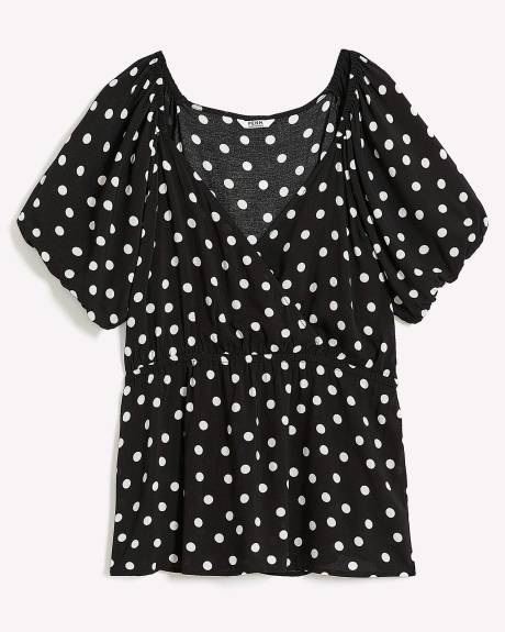 Blouse croisée imprimée avec manches ballon