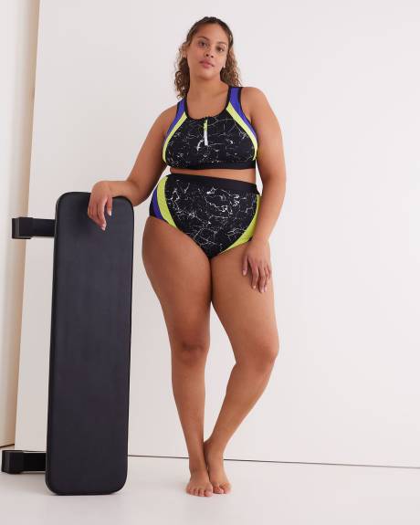 Colour Block Bikini Top with Zipper - Active Zone