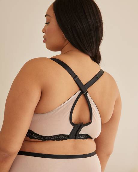Underwire Padded Plunge Bra with Embroidery - Déesse Collection