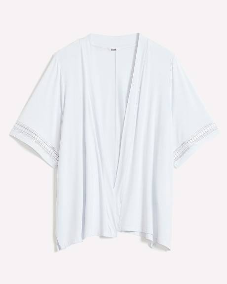 Cardigan ouvert à manches courtes avec détail décoratif