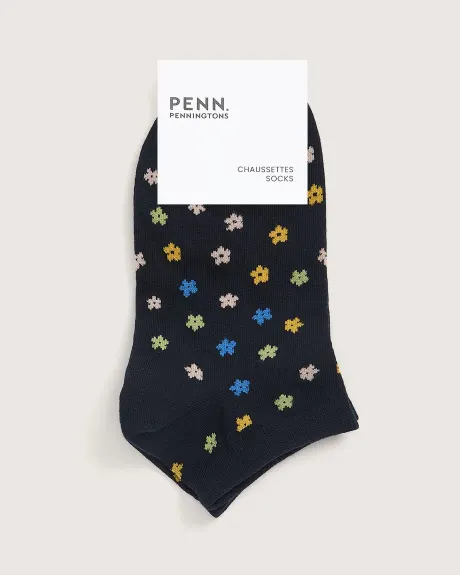 Chaussettes courtes avec mini fleurs multicolores