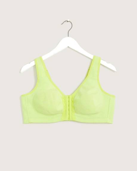 Heather Green Front Closure Wireless Cotton Bra - ti VOGLIO