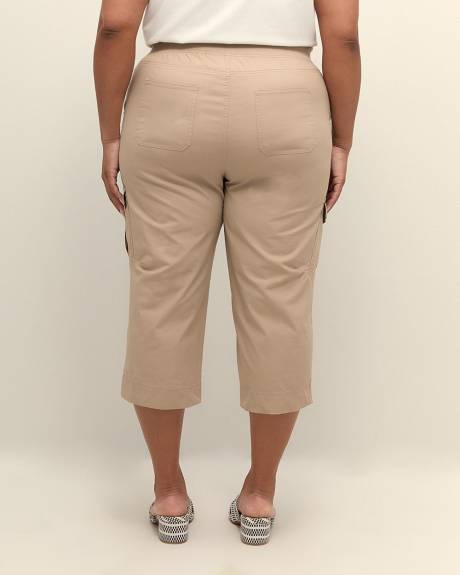 Pantalon capri en coton avec bande de taille côtelée