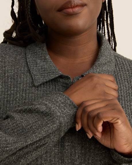 Brushed Waffle Knit Overshirt with Pockets - ti Voglio