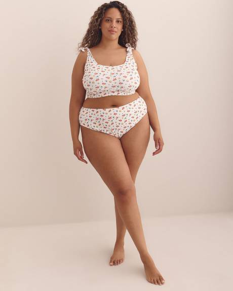 Haut de maillot fleuri blanc Laurence de style camisole avec boucles - Nana The Brand