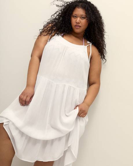 Long Crinkle Swim Cover-Up Dress