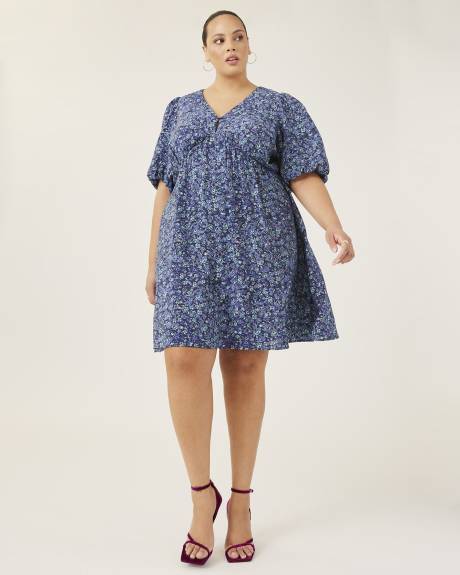 Responsible, Printed Woven V-Neck Dress - Addition Elle