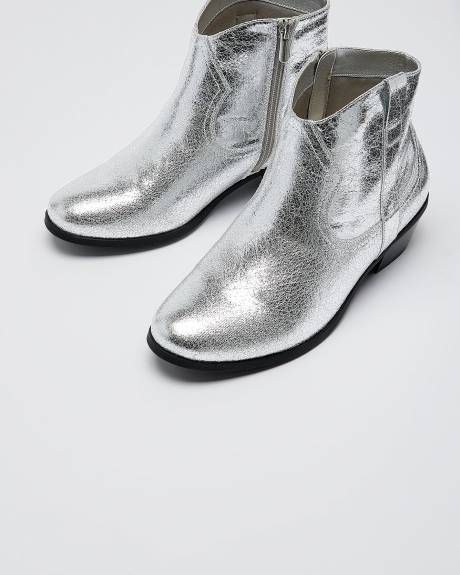 Extra Wide Width, Silver Western Bootie