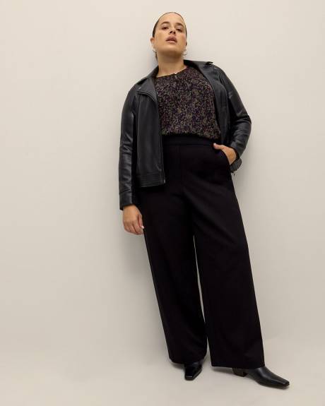 Long-Sleeve Mesh Top with Smocking