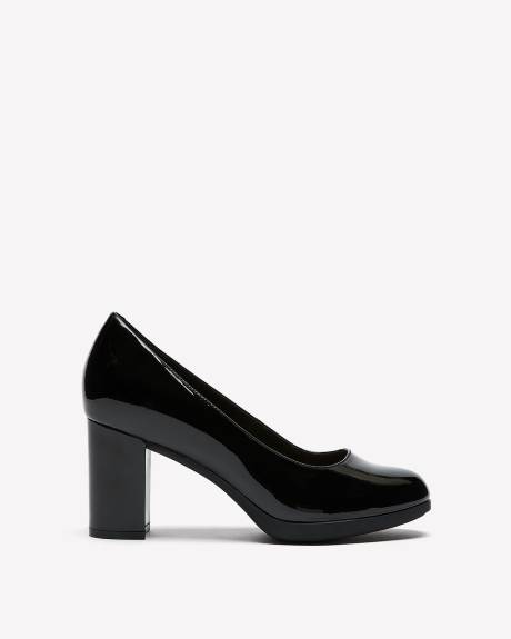 Wide Width, Bayla Skip Black Block Heel Shoe - Clarks