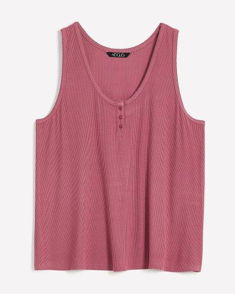 Ribbed Knit U-Neck Pyjama Tank Top - ti Voglio
