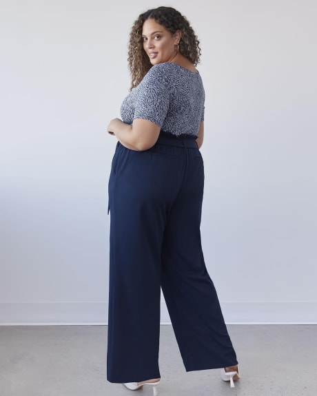 Solid Wide-Leg Paperbag Pant With Belt