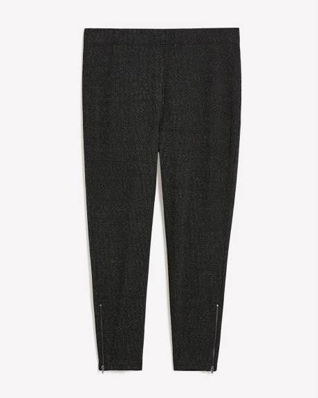 Legging tendance noir texturé avec ourlet à fermeture éclair