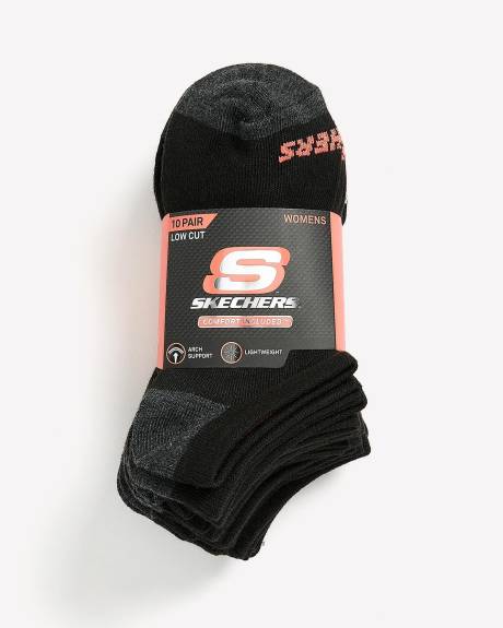 Low-Cut Black Non Terry Socks, Set of 10 - Skechers