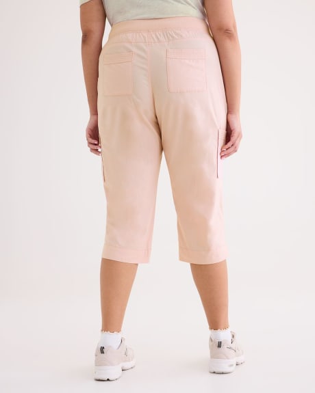 Pantalon capri en coton avec bande de taille côtelée
