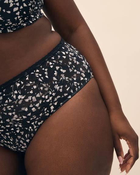 High-Cut Floral Print Lace Brief - Déesse Collection