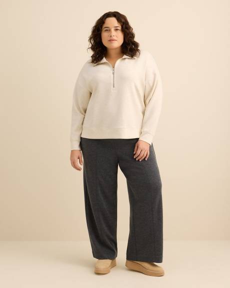 Long-Sleeve Zippered Mock-Neck Top